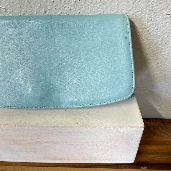 Vtg Clutchette Sleek Structured  Clutch Minimalist Robins Egg Blue Modern Preppy - Picture 9 of 15